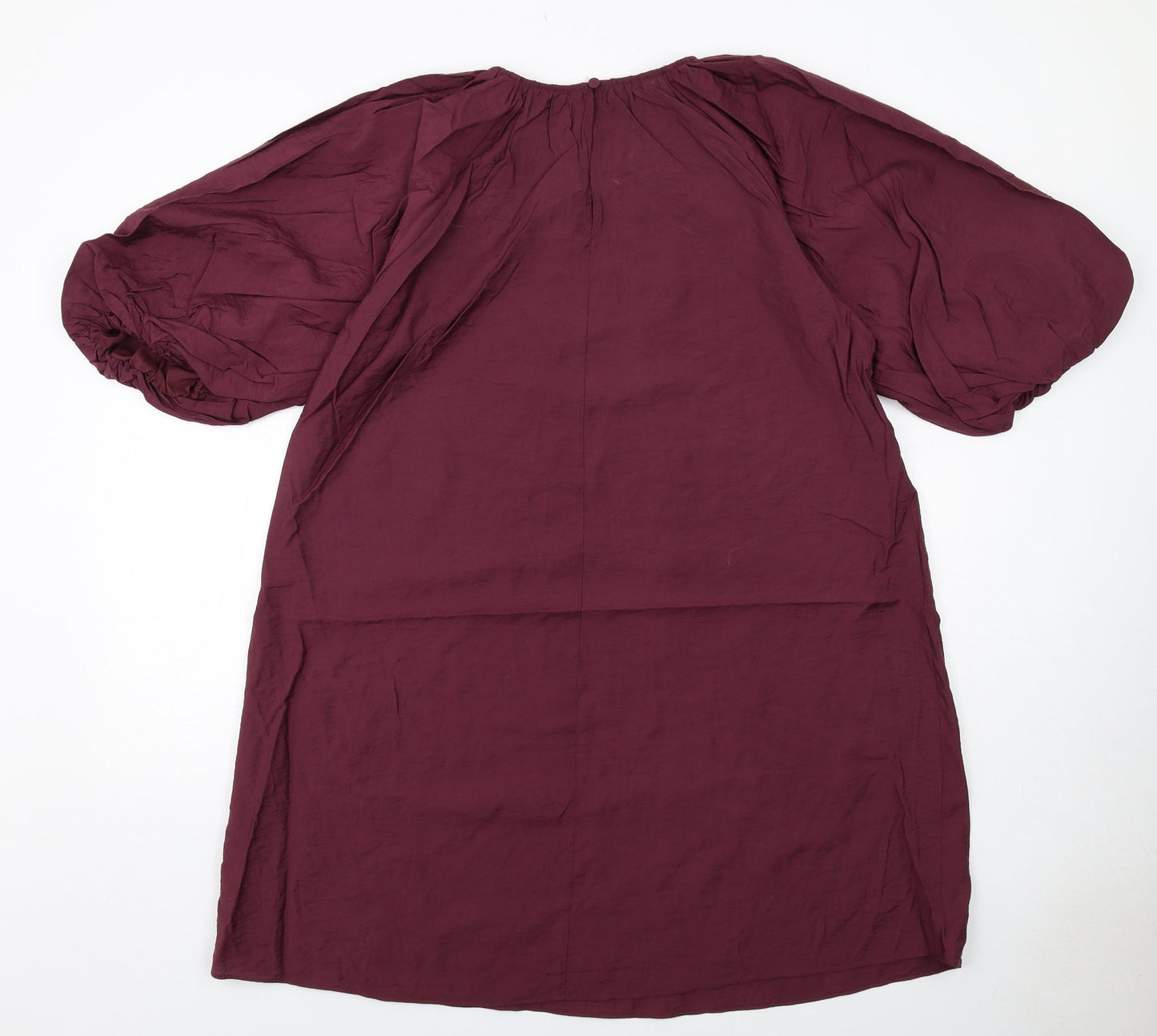 Marks and Spencer Womens Purple Viscose A-Line Size 12 Round Neck Button