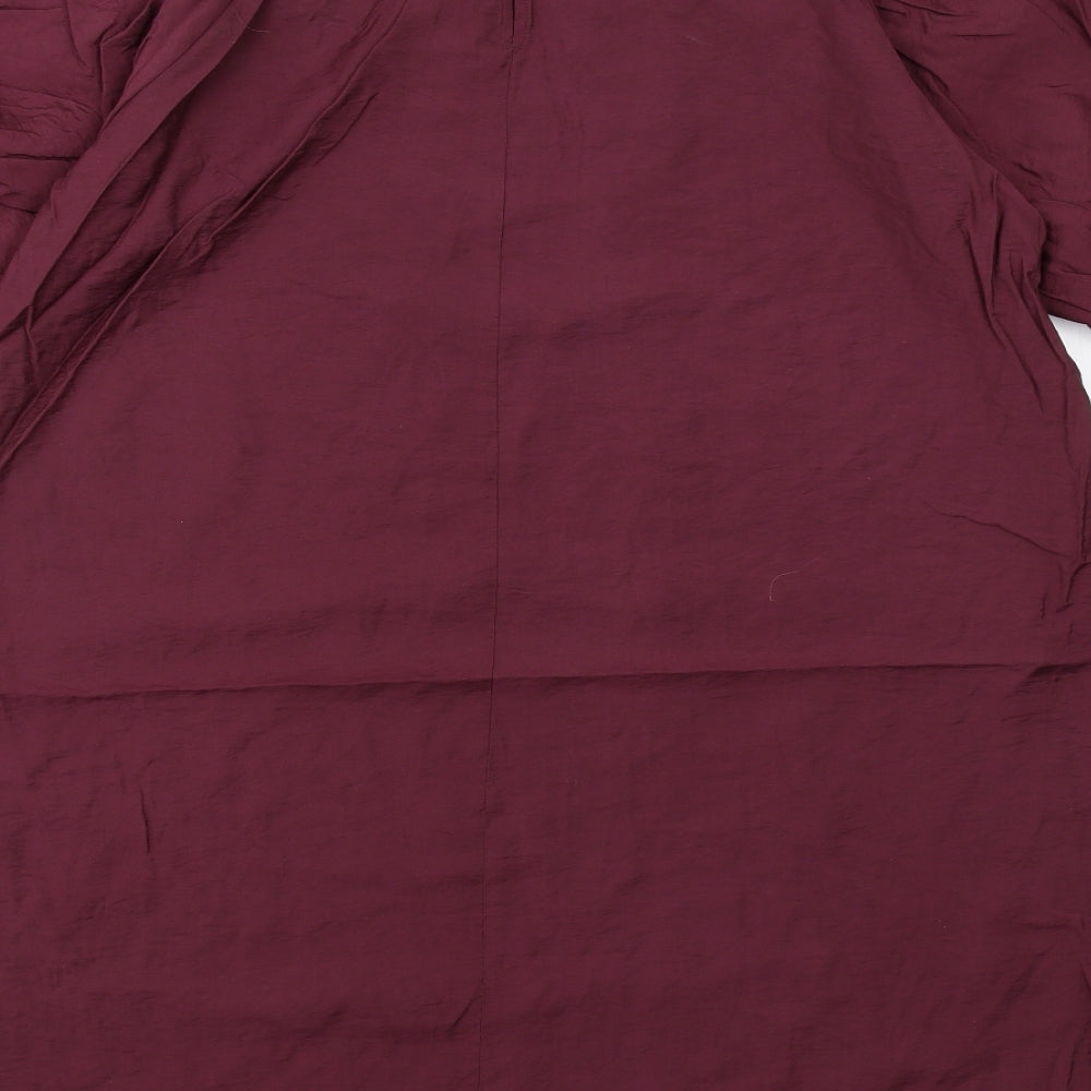 Marks and Spencer Womens Purple Viscose A-Line Size 12 Round Neck Button