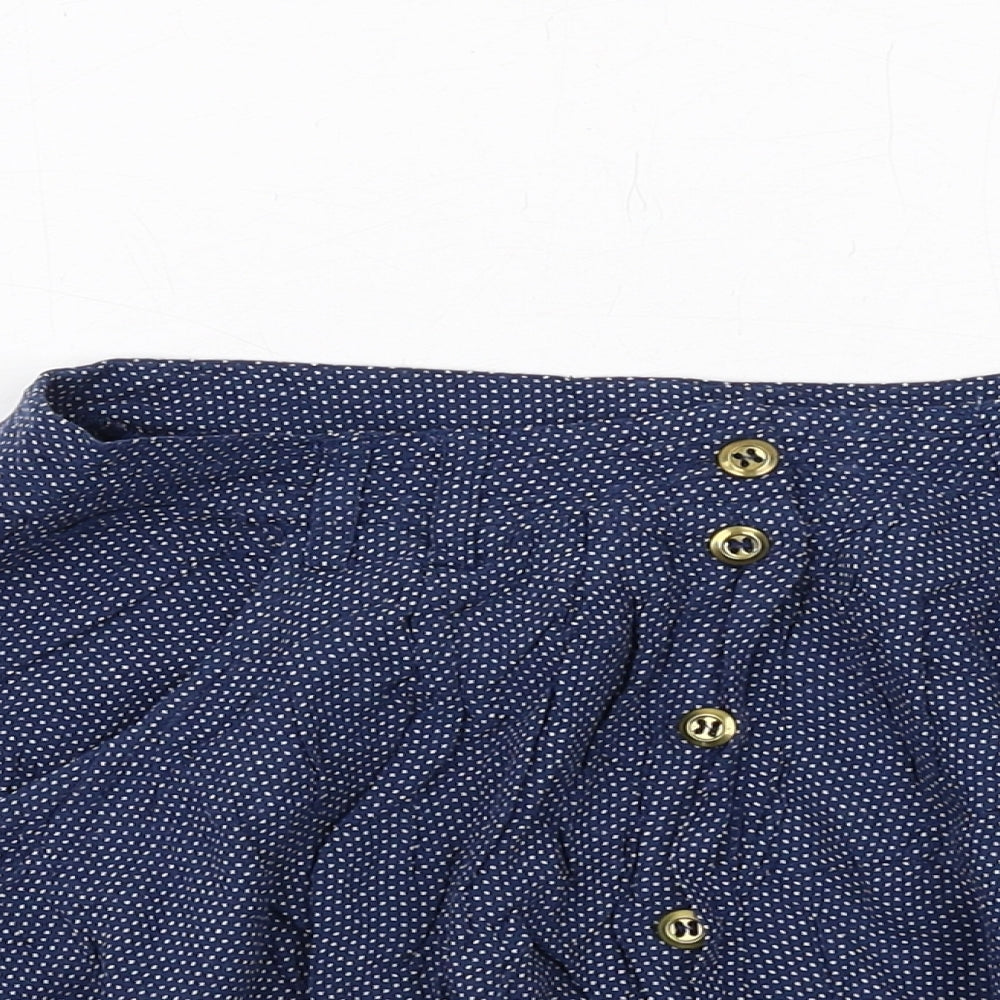 Topshop Womens Black Polka Dot Viscose Mini Skirt Size 8 Button