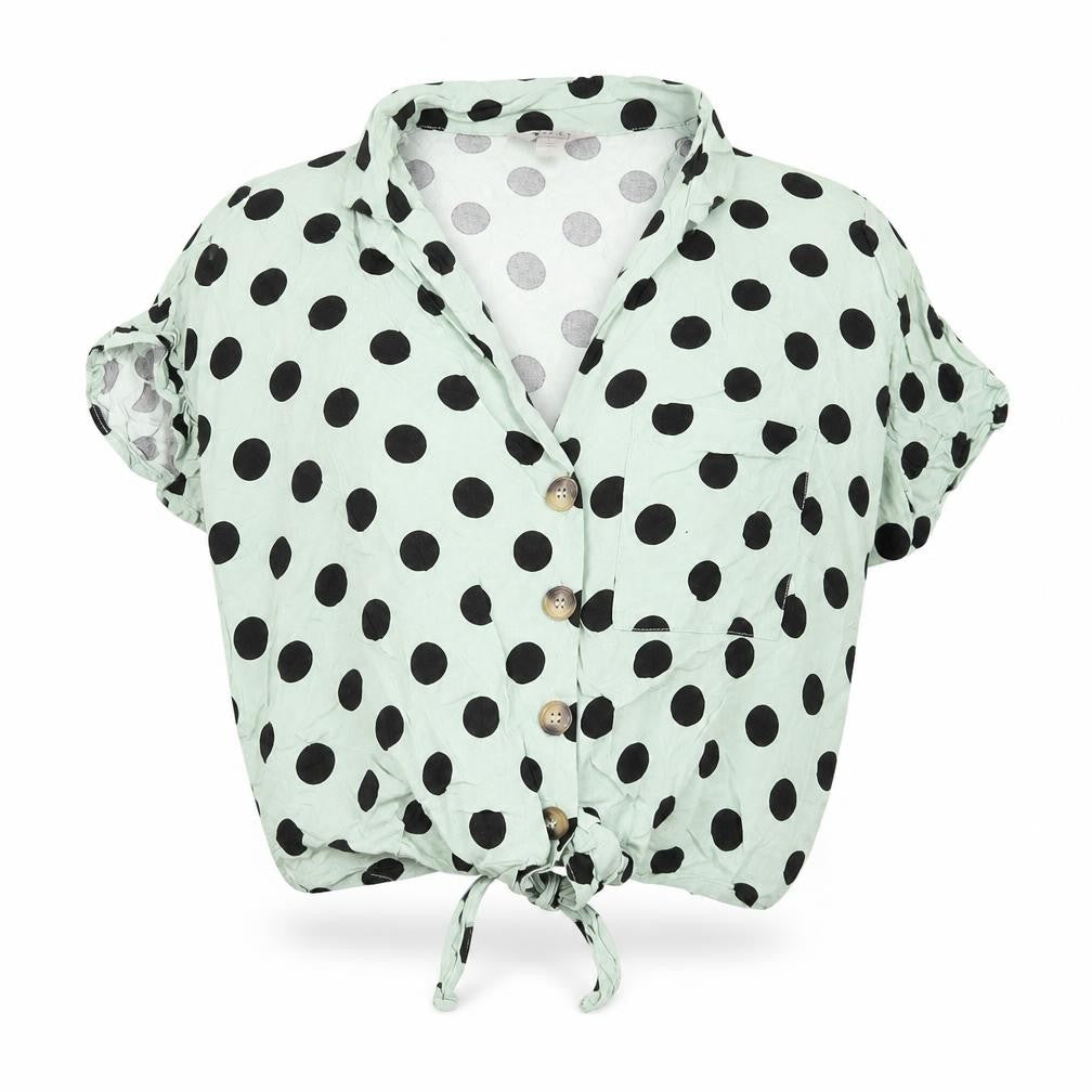 Miss Selfridge Womens Green Polka Dot Viscose Basic Button-Up Size 10 Collared
