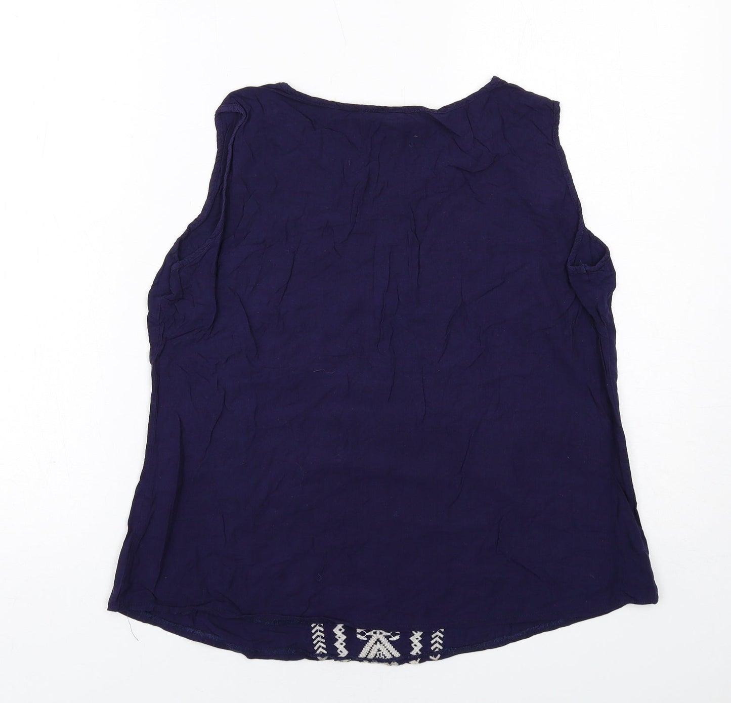 Solitaire Womens Blue Viscose Basic Tank Size XL Round Neck