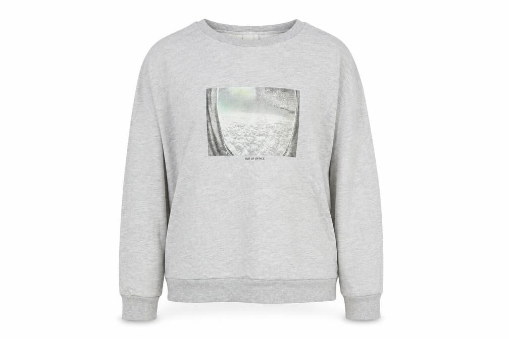 Front view of ASOS women’s grey cotton pullover sweatshirt, size UK 16, pullover - out of office