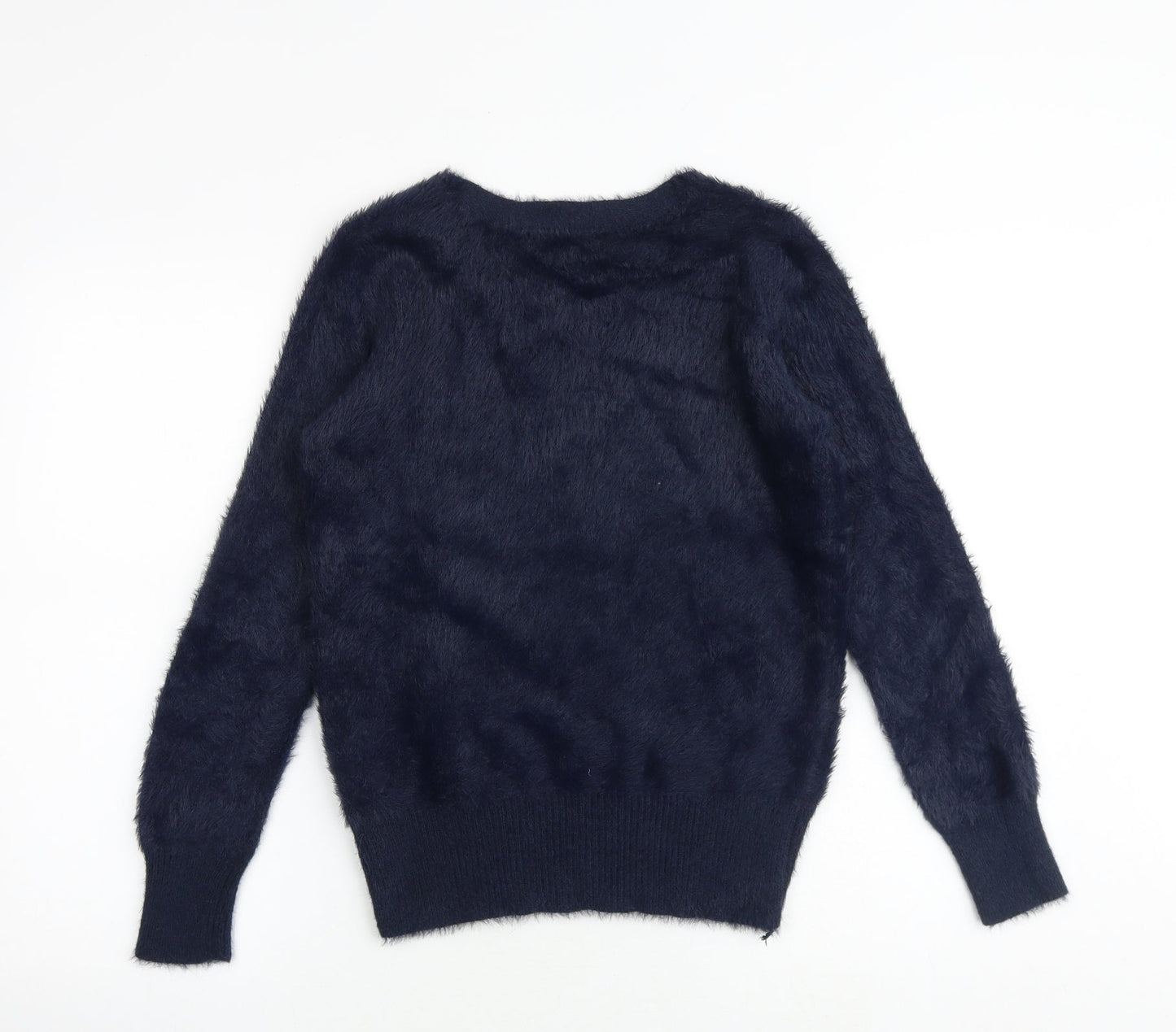 Marks and Spencer Womens Blue V-Neck Polyamide Pullover Jumper Size S