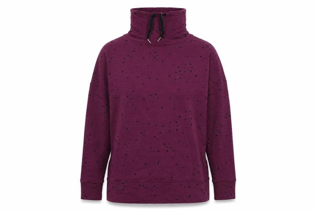 Marks and Spencer Womens Purple Geometric Viscose Pullover Sweatshirt Size 6 Pullover - High Neck Drawstring