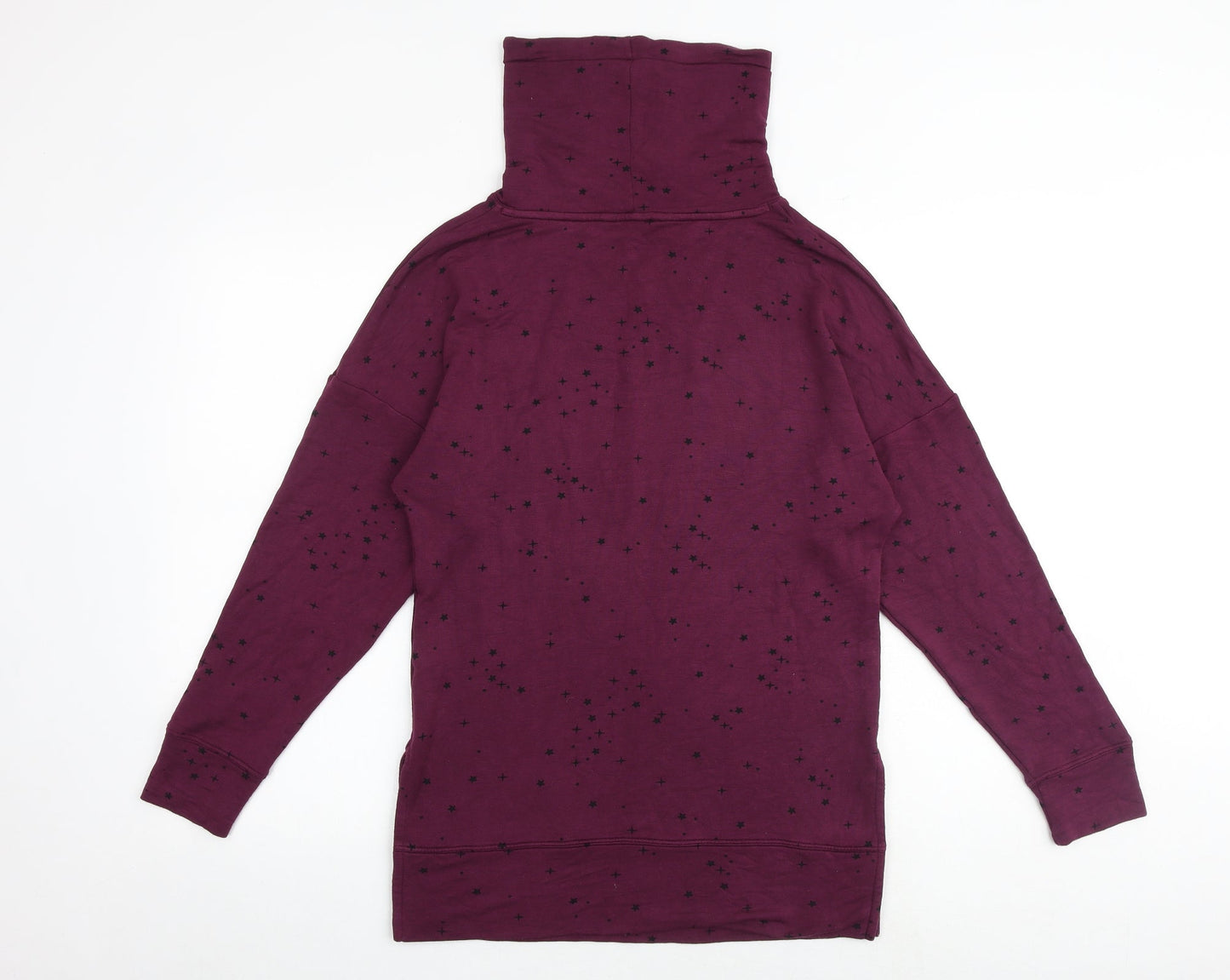 Marks and Spencer Womens Purple Geometric Viscose Pullover Sweatshirt Size 6 Pullover - High Neck Drawstring