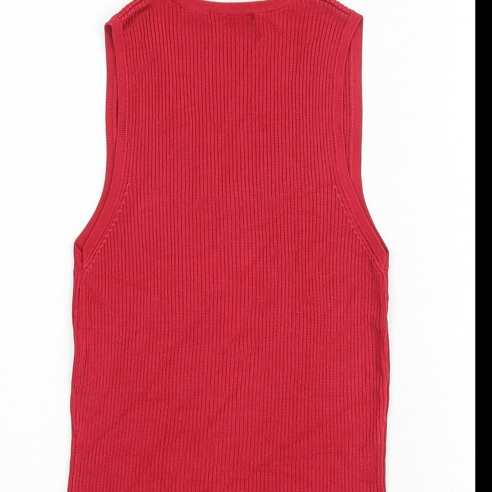 Daniel Hetcher Womens Red Viscose Basic Tank Size M V-Neck