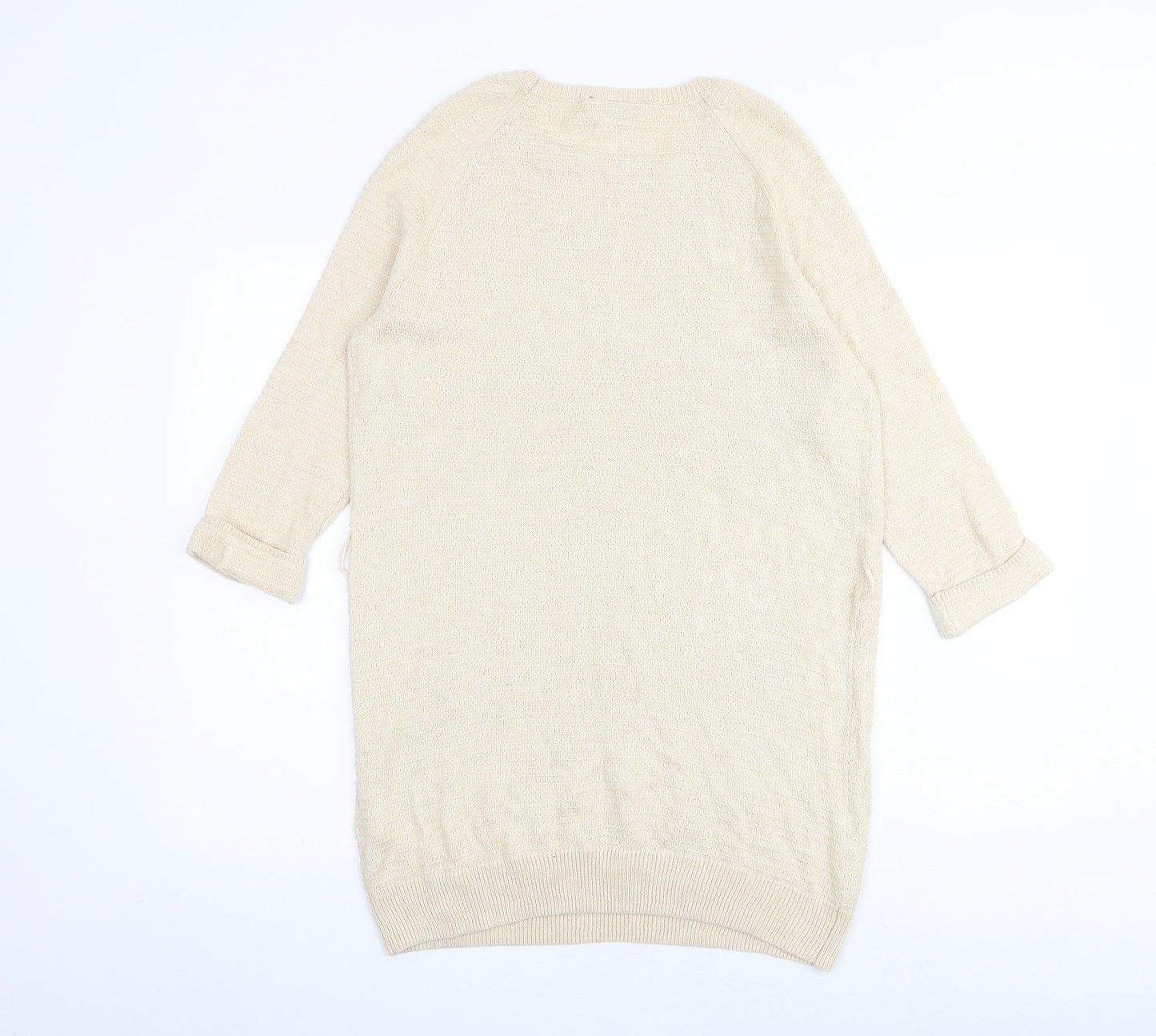 Warehouse Womens Beige Acrylic Jumper Dress Size 12 Round Neck Pullover