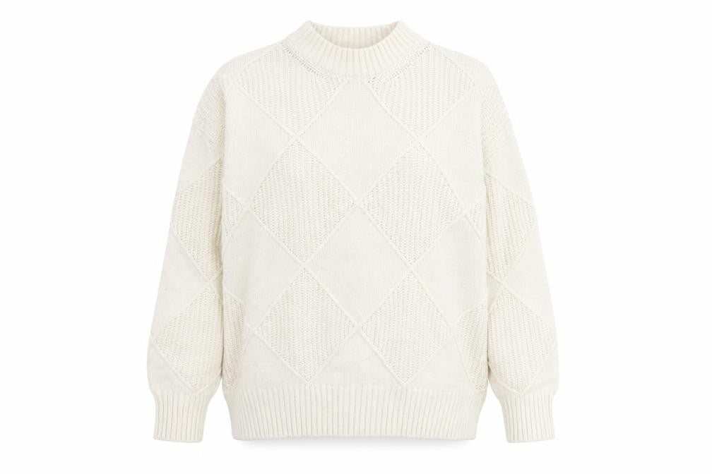 Marks and Spencer Womens Ivory Mock Neck Cotton Pullover Jumper Size M