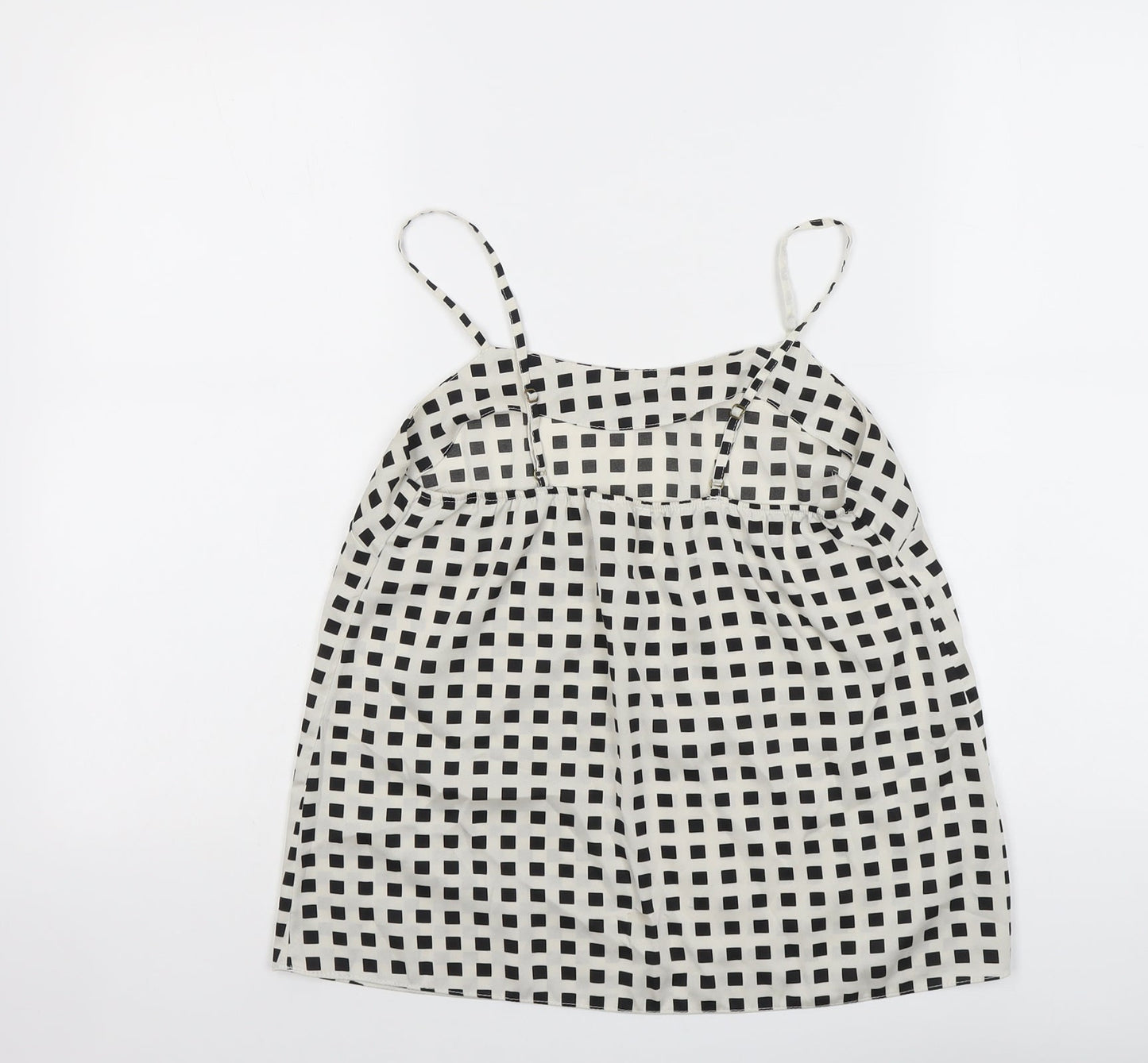 River Island Womens Beige Check Polyester Basic Tank Size 10 Round Neck