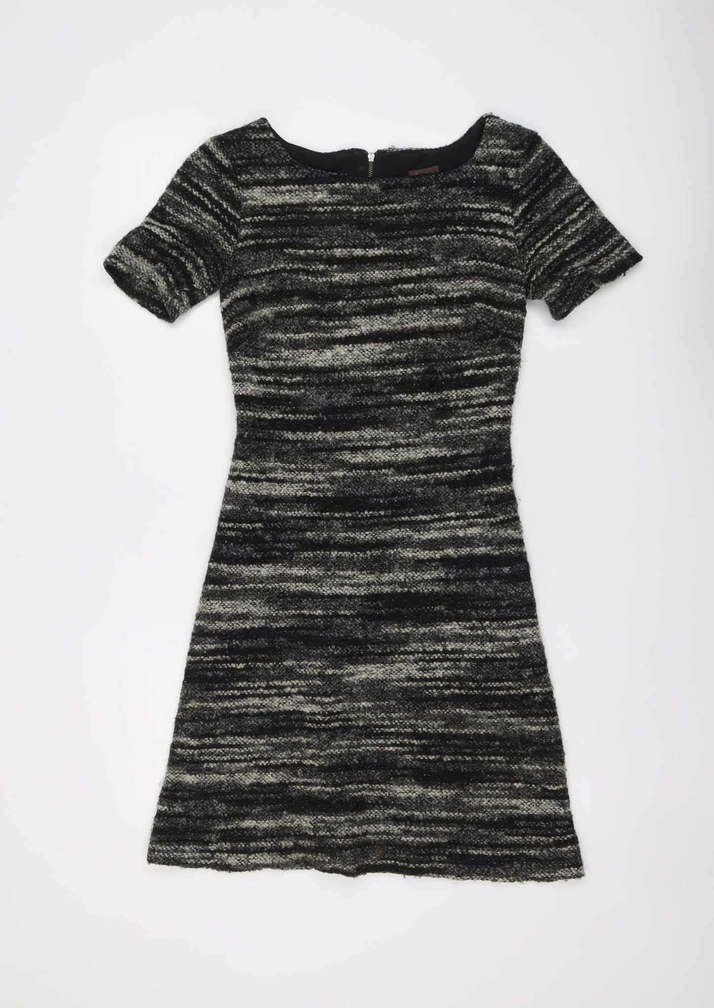 Phase Eight Womens Black Acrylic A-Line Size 8 Round Neck Zip