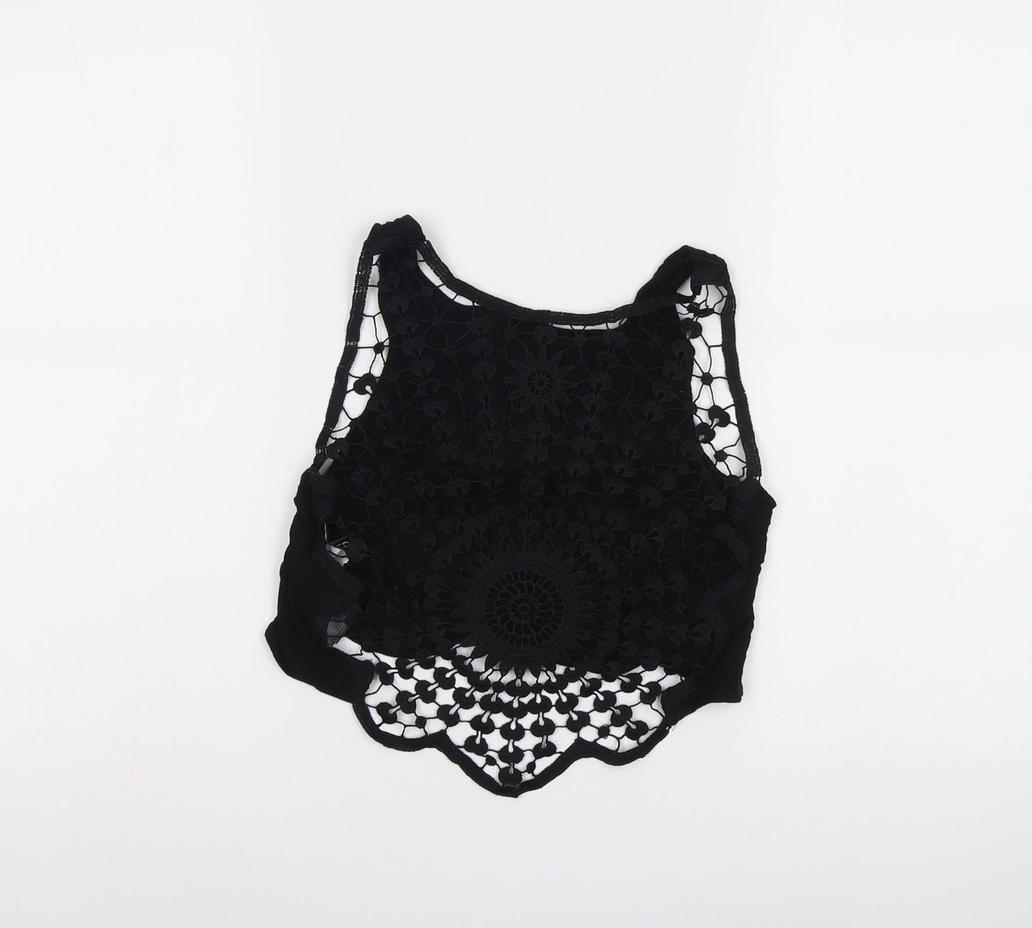 H&M Womens Black Polyester Cropped Tank Size 6 Round Neck