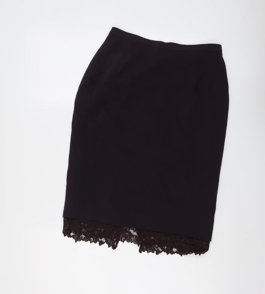 Country Casuals Womens Purple Acetate Straight & Pencil Skirt Size 10 Zip - Lace Detail