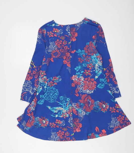 Kettlewell Womens Blue Floral Viscose Basic Blouse Size XS Scoop Neck