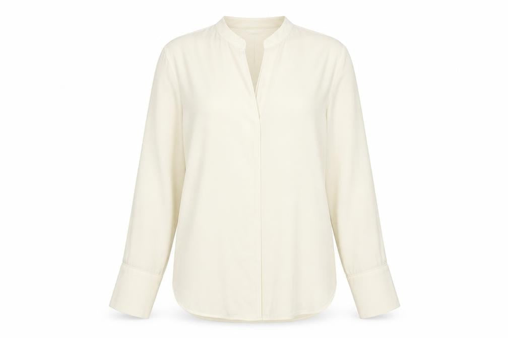 Marks and Spencer Womens Ivory Polyester Basic Blouse Size 8 V-Neck