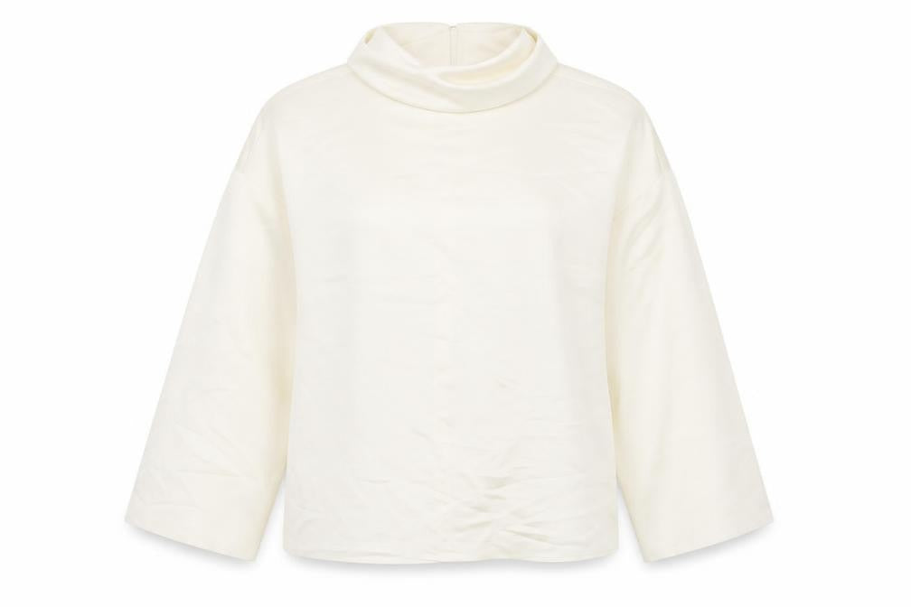 Autograph Womens Ivory Polyester Basic Blouse Size 16 High Neck