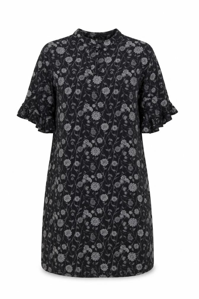 NEXT Womens Black Floral Cotton A-Line Size 10 Round Neck Pullover