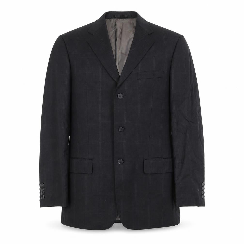 Marks and Spencer Mens Black Check Wool Jacket Suit Jacket Size 38 Regular