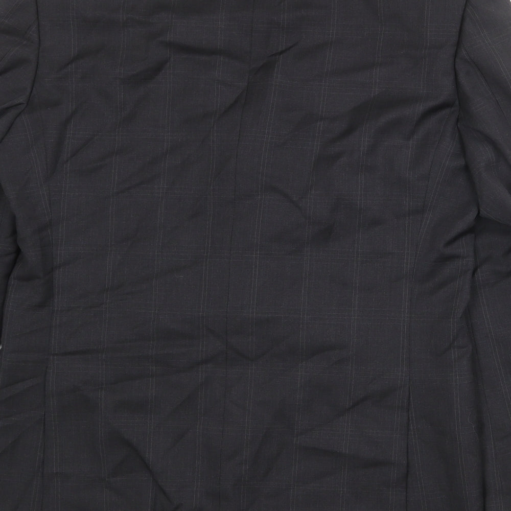 Marks and Spencer Mens Black Check Wool Jacket Suit Jacket Size 38 Regular
