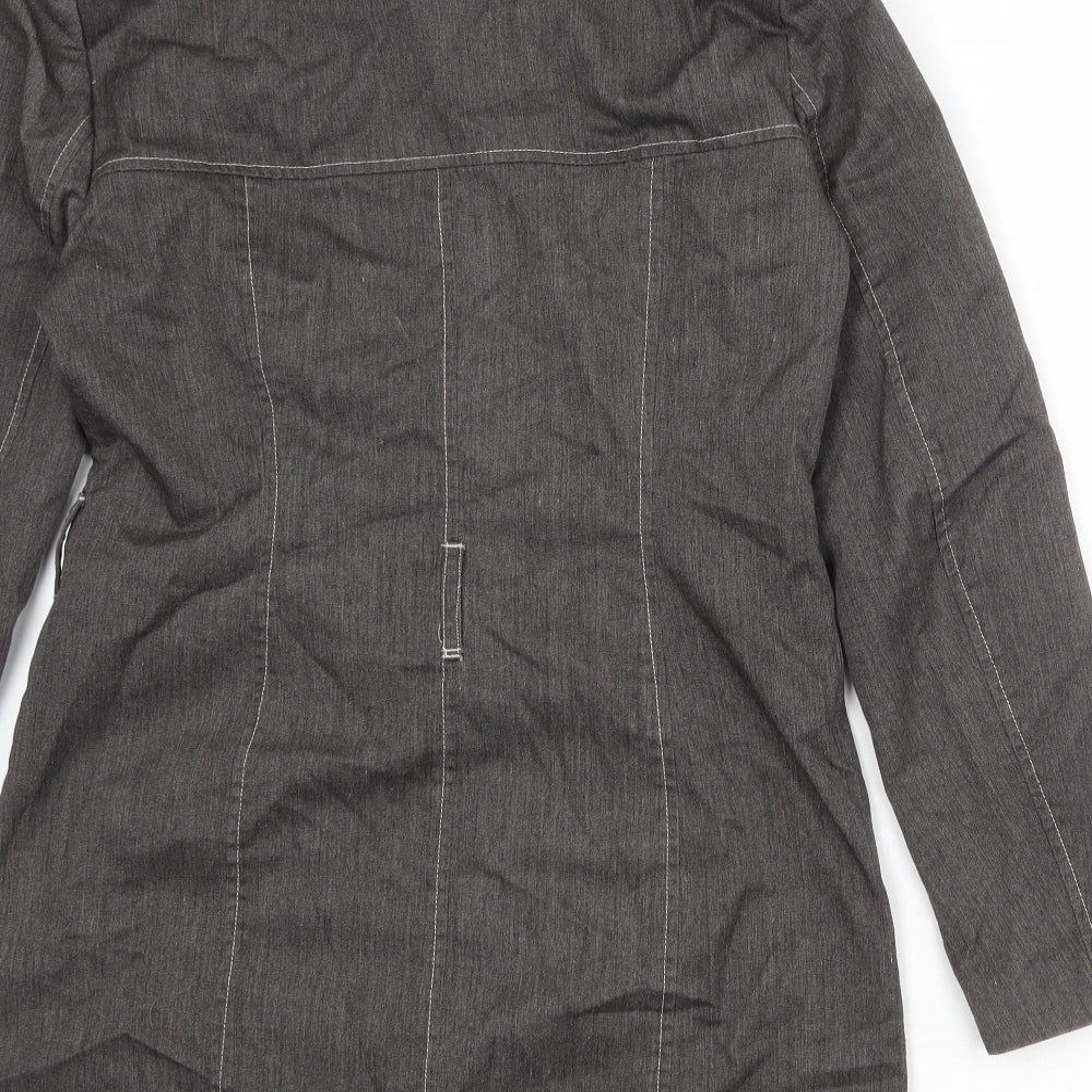 VERO MODA Womens Grey Overcoat Coat Size L Button