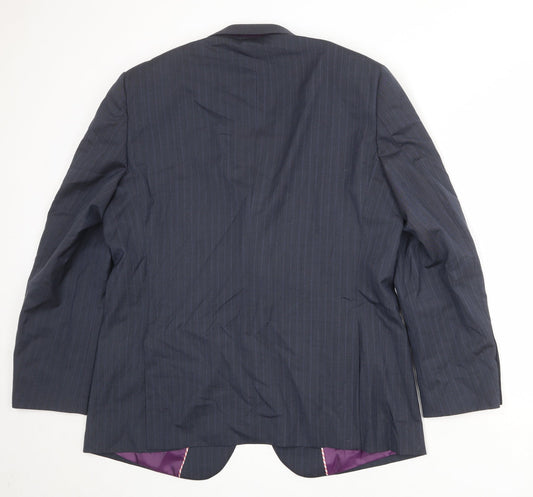 Howick Tailored Mens Blue Striped Wool Jacket Suit Jacket Size 44 Regular