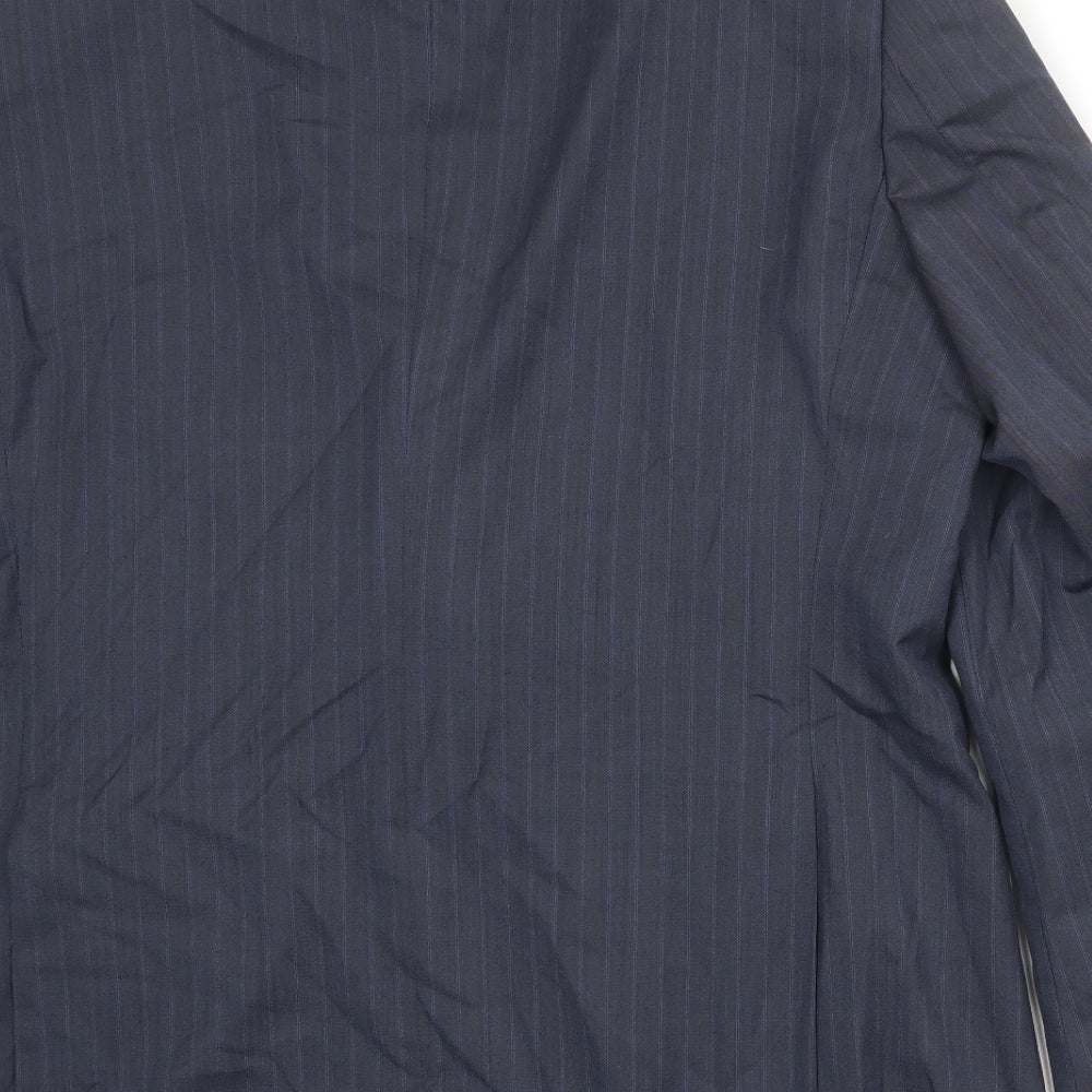 Howick Tailored Mens Blue Striped Wool Jacket Suit Jacket Size 44 Regular