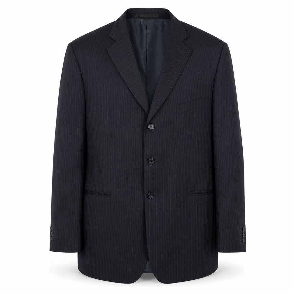 Marks and Spencer Mens Blue Striped Polyester Jacket Suit Jacket Size 46 Regular