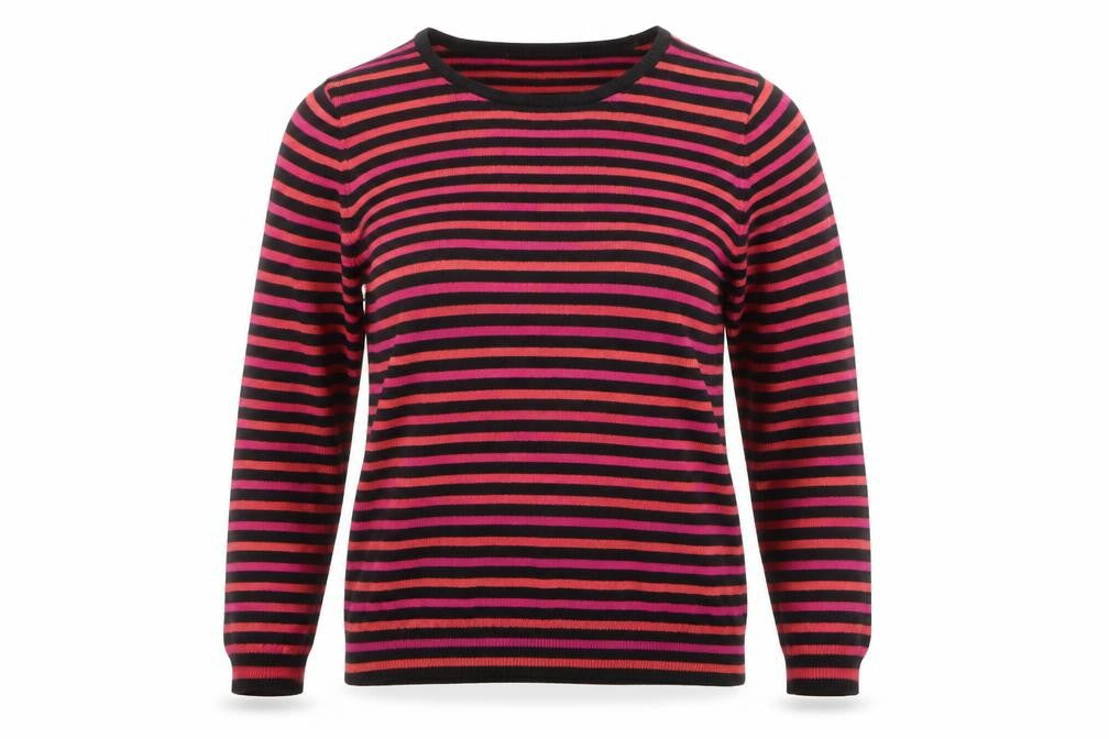 Marks and Spencer Womens Multicoloured Round Neck Striped Acrylic Pullover Jumper Size 14
