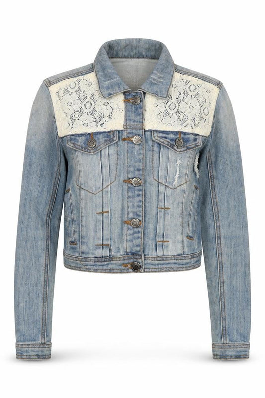 Hot Kiss Womens Blue Jacket Size S Button - Lace Details