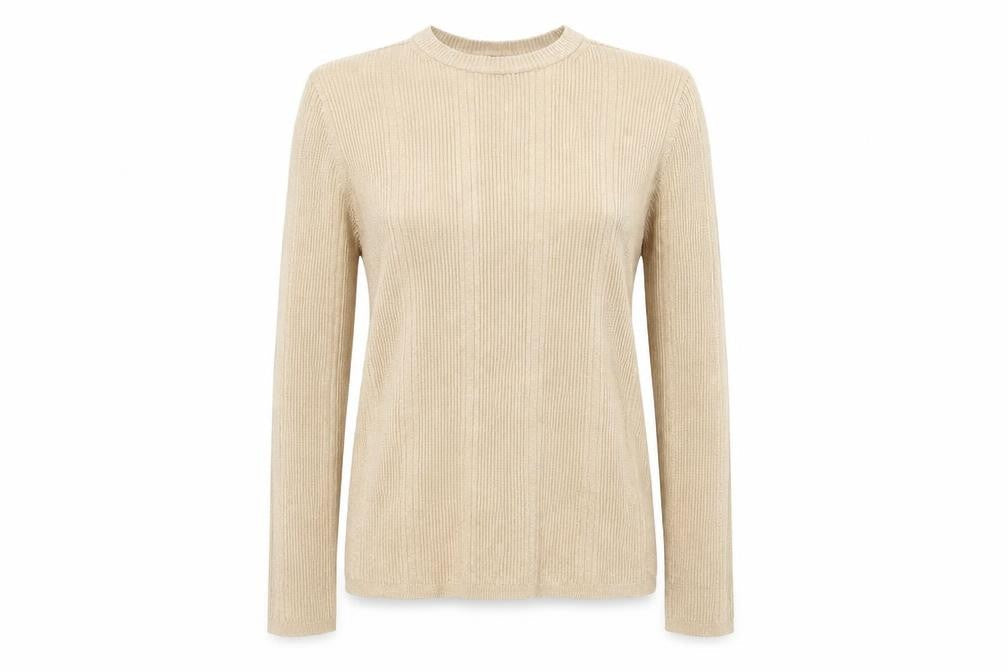 Marks and Spencer Womens Beige Round Neck Acrylic Pullover Jumper Size 12