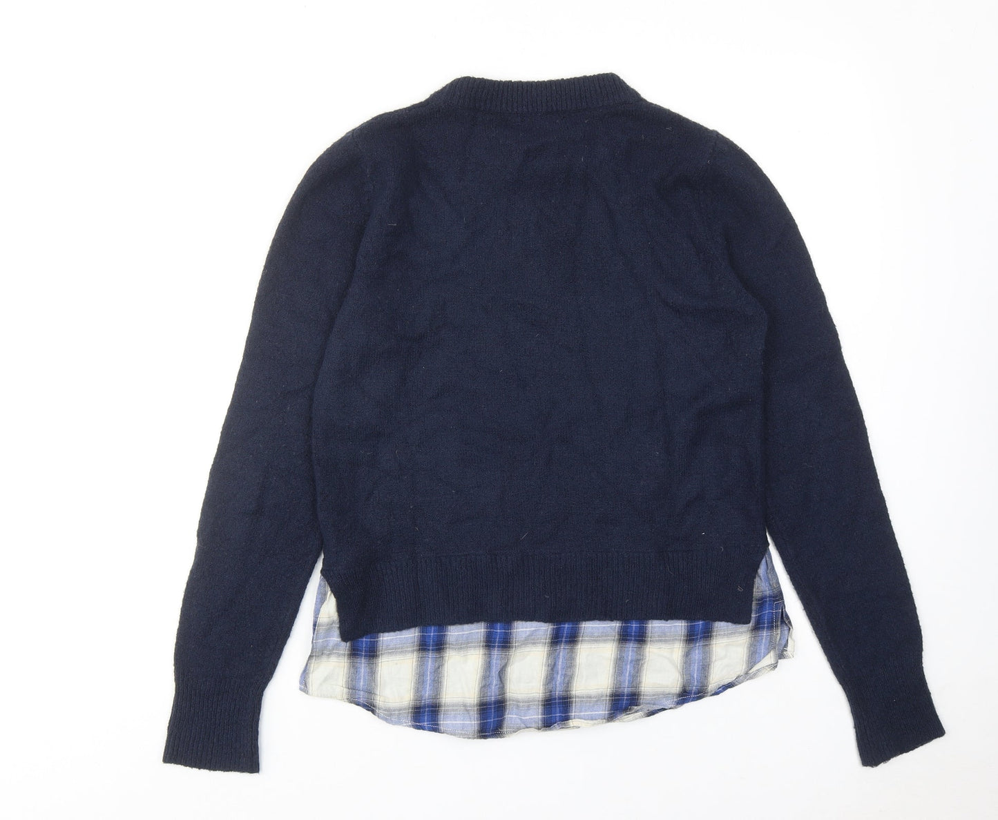 Oasis Womens Blue Round Neck Acrylic Pullover Jumper Size S
