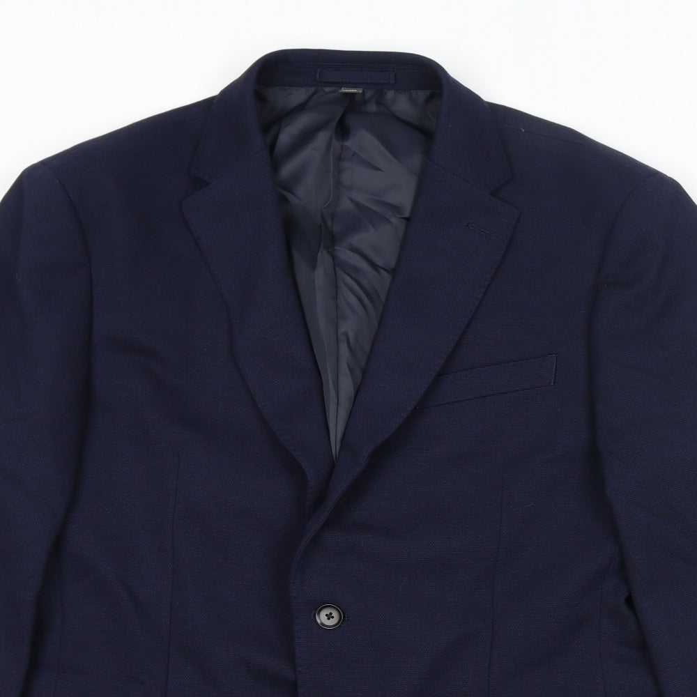 Marks and Spencer Mens Blue Polyamide Jacket Suit Jacket Size 42 Regular