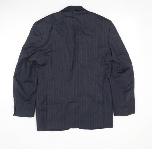 Marks and Spencer Mens Grey Striped Polyester Jacket Suit Jacket Size 36 Regular