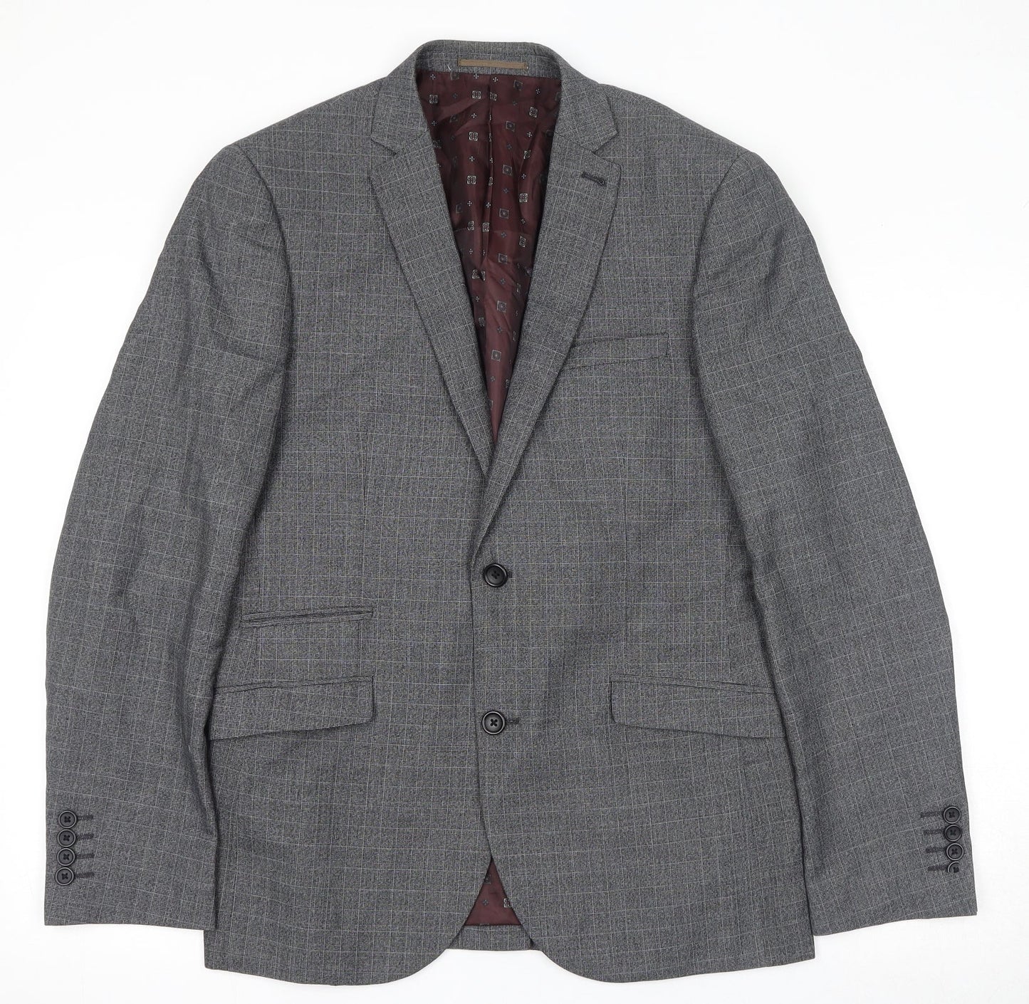 NEXT Mens Grey Polyester Jacket Suit Jacket Size 40 Regular