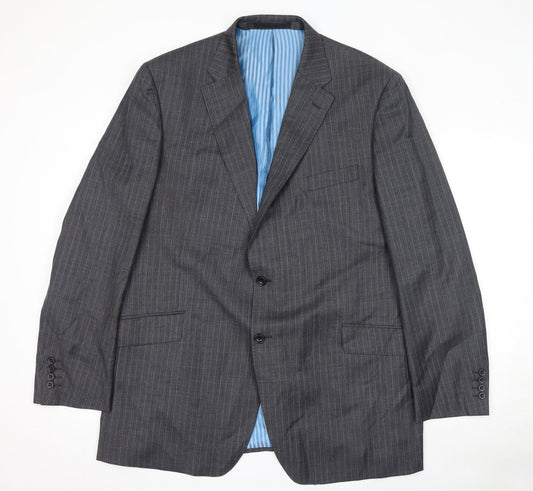 Marks and Spencer Mens Grey Striped Wool Jacket Suit Jacket Size 46 Regular