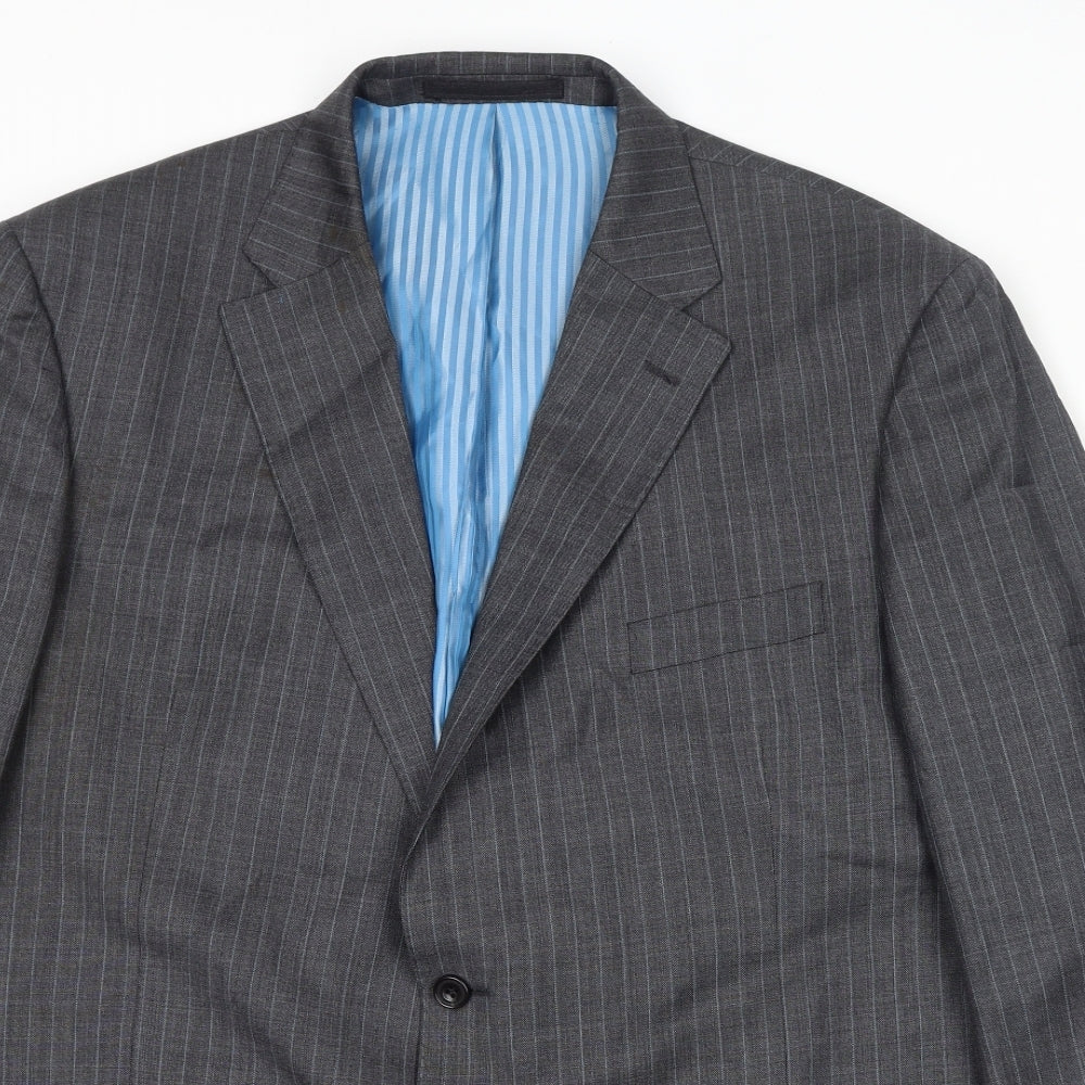 Marks and Spencer Mens Grey Striped Wool Jacket Suit Jacket Size 46 Regular