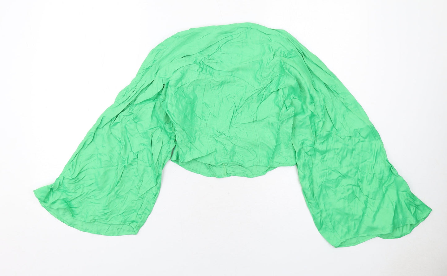 Zara Womens Green Viscose Basic Blouse Size S V-Neck