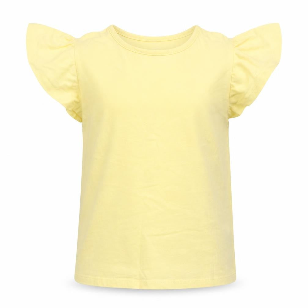 Front view of John Lewis girls’ yellow 100% cotton basic tank, size 11, years round neck pullover