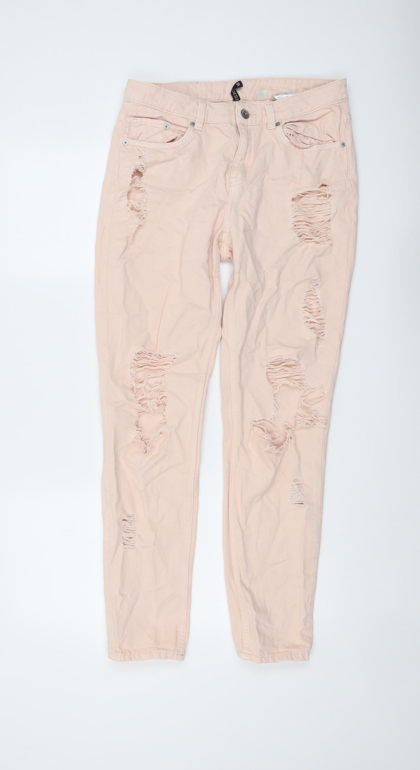 H&M Womens Pink Cotton Skinny Jeans Size 10 Regular Button