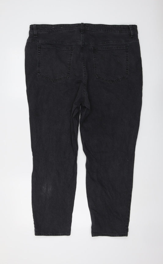 H&M Womens Grey Cotton Mom Jeans Size XL L26 in Regular Button
