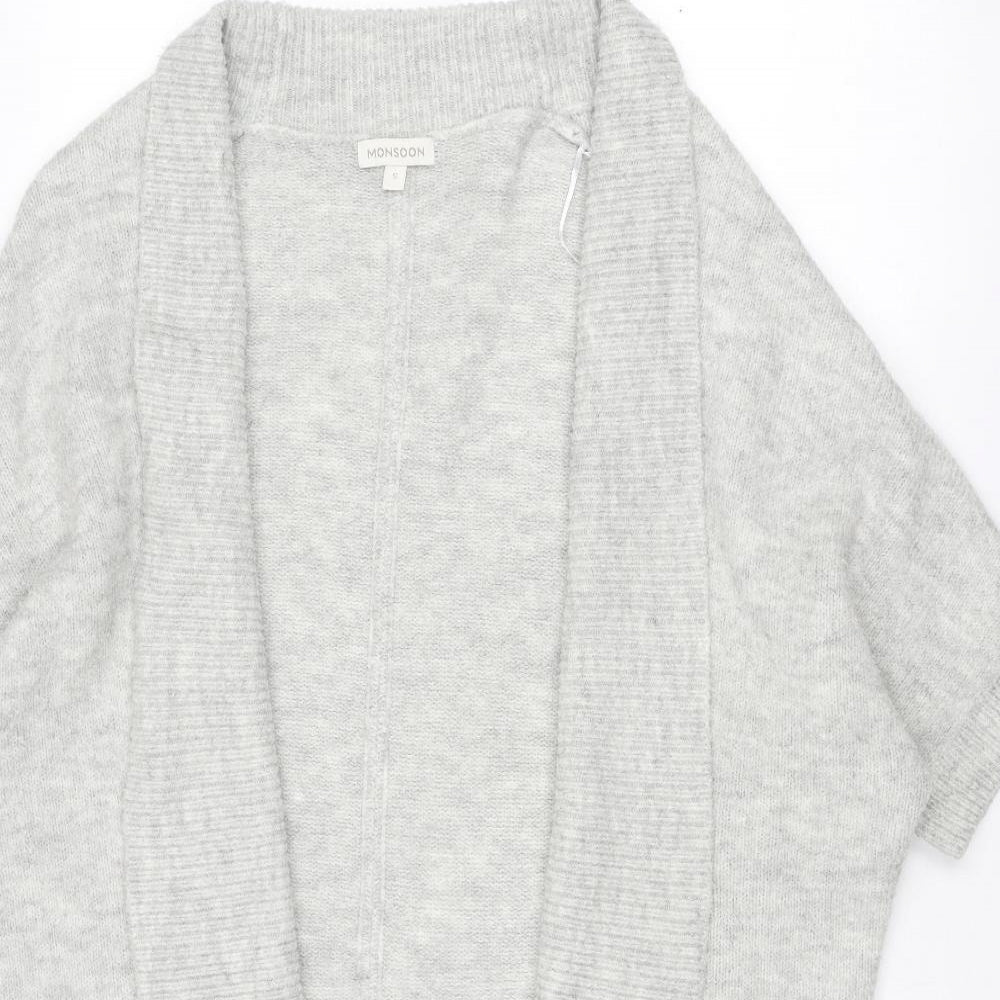 Monsoon Womens Grey Collared Acrylic Cardigan Jumper Size S