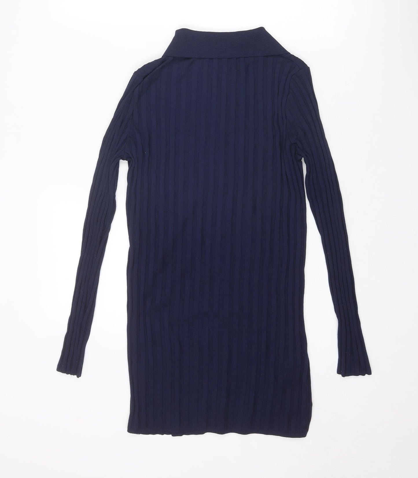 Mango Womens Blue Polyamide Shirt Dress Size S Collared Button - Ribbed
