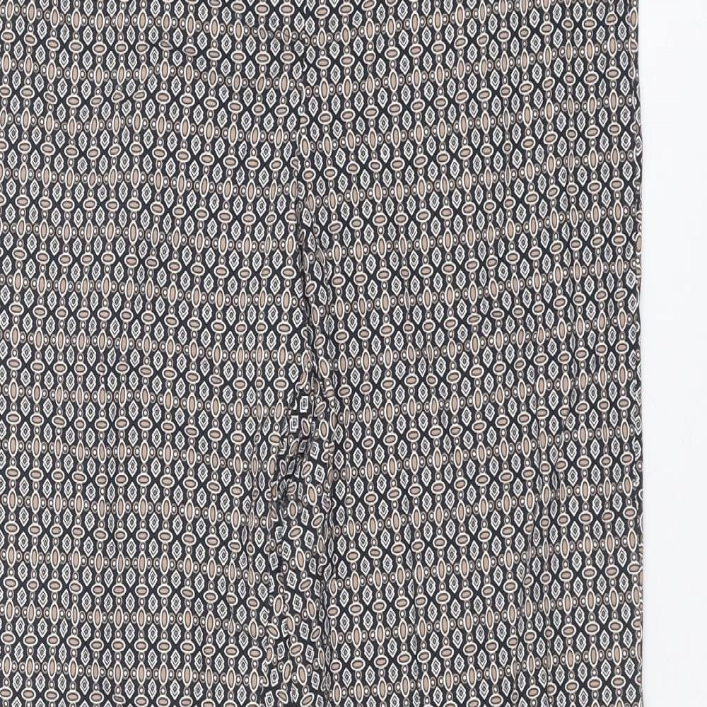 Dunnes Stores Womens Multicoloured Geometric Viscose Trousers Size 10 Regular Zip