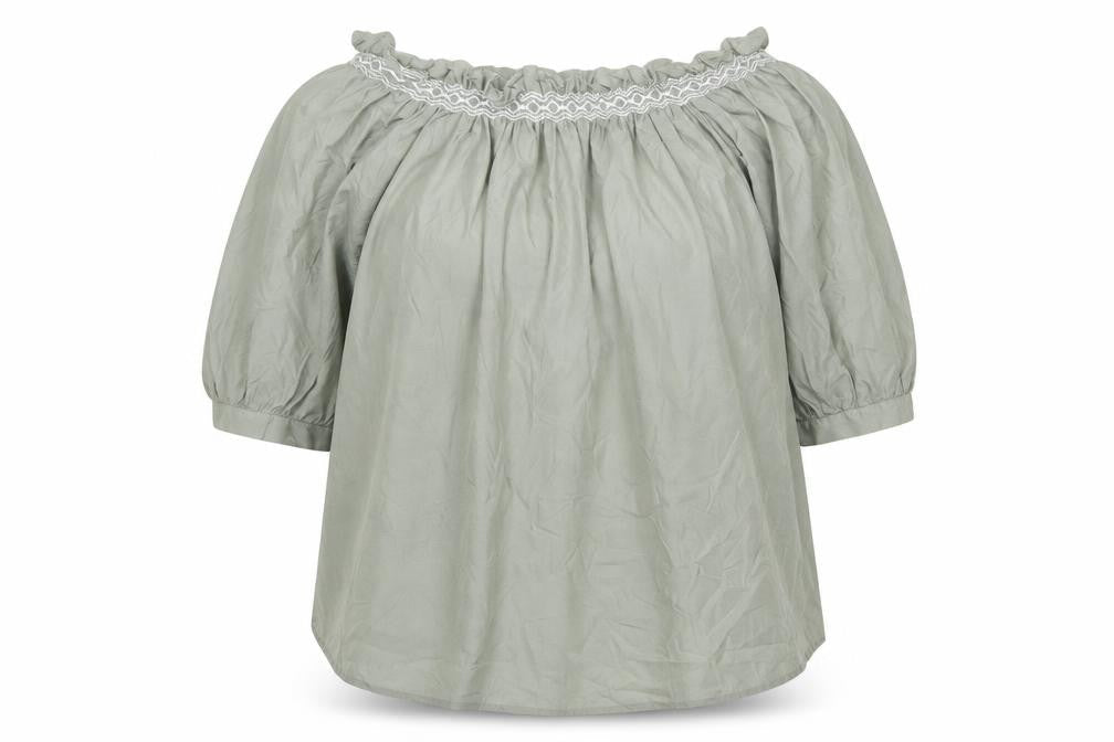 Marks and Spencer Womens Green Cotton Basic Blouse Size 10 Round Neck