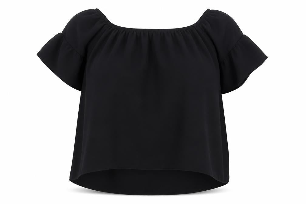 Quiz Womens Black Polyester Basic Blouse Size 12 Round Neck