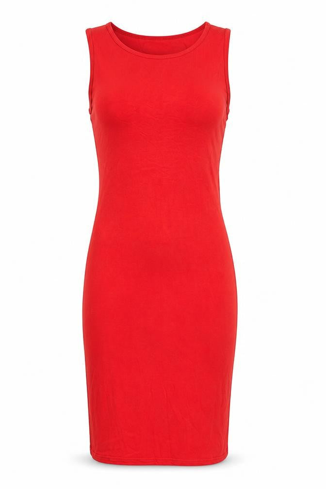 Topshop Womens Red Viscose Bodycon Size 10 Boat Neck Pullover