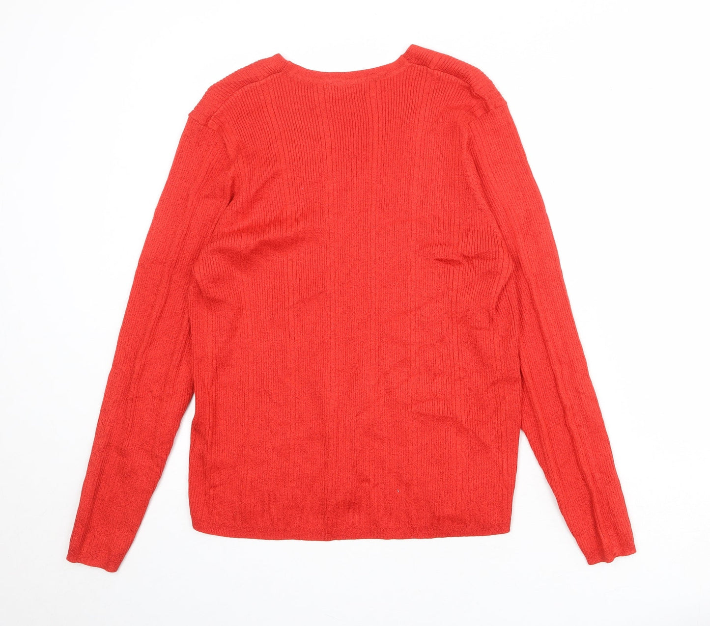 Marks and Spencer Womens Red V-Neck Viscose Pullover Jumper Size 18