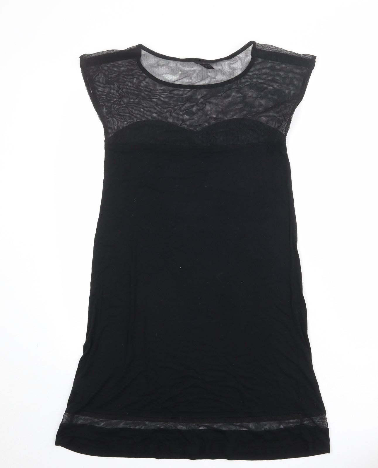 Topshop Womens Black Polyester A-Line Size 10 Round Neck Pullover
