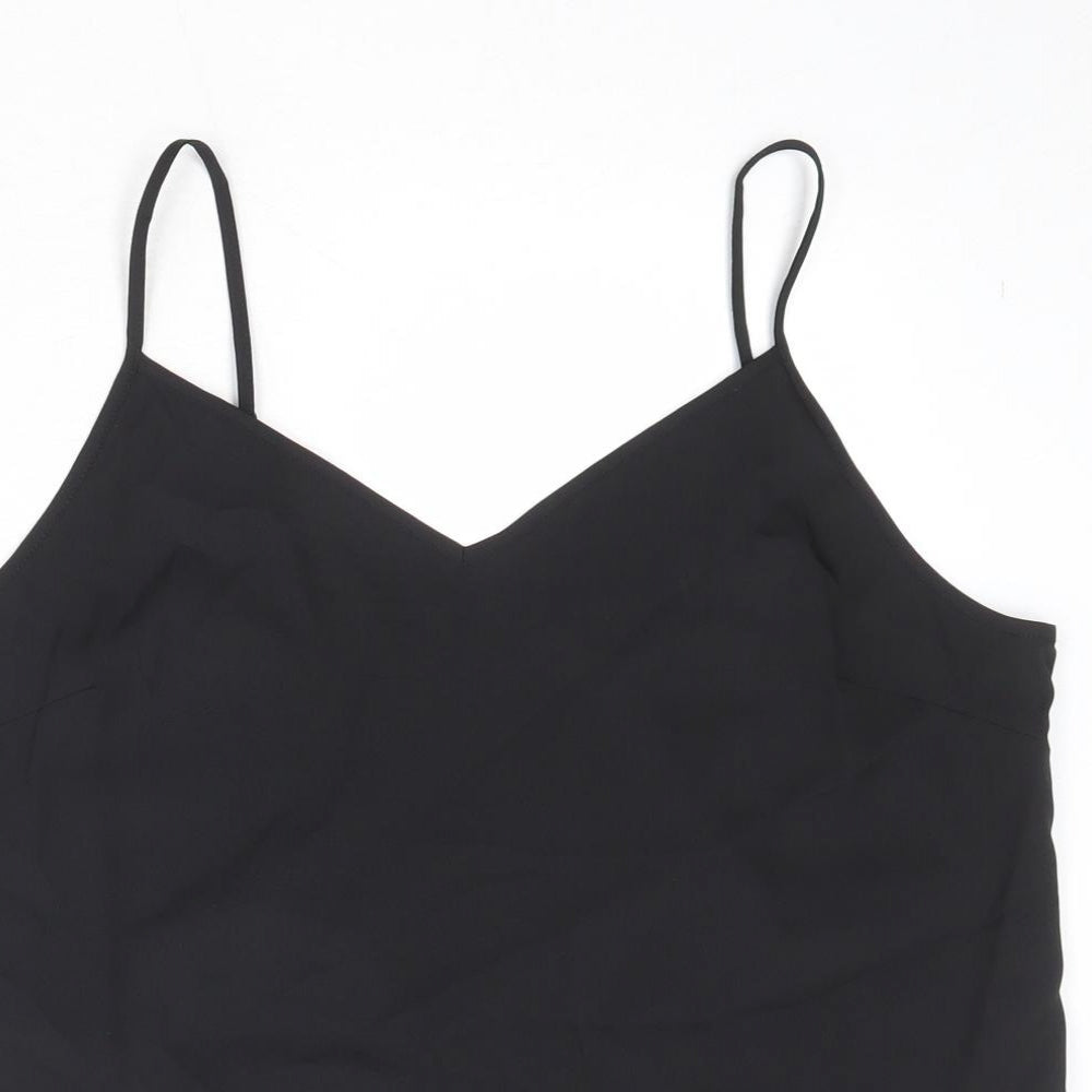 Marks and Spencer Womens Black Polyester Basic Tank Size 10 V-Neck