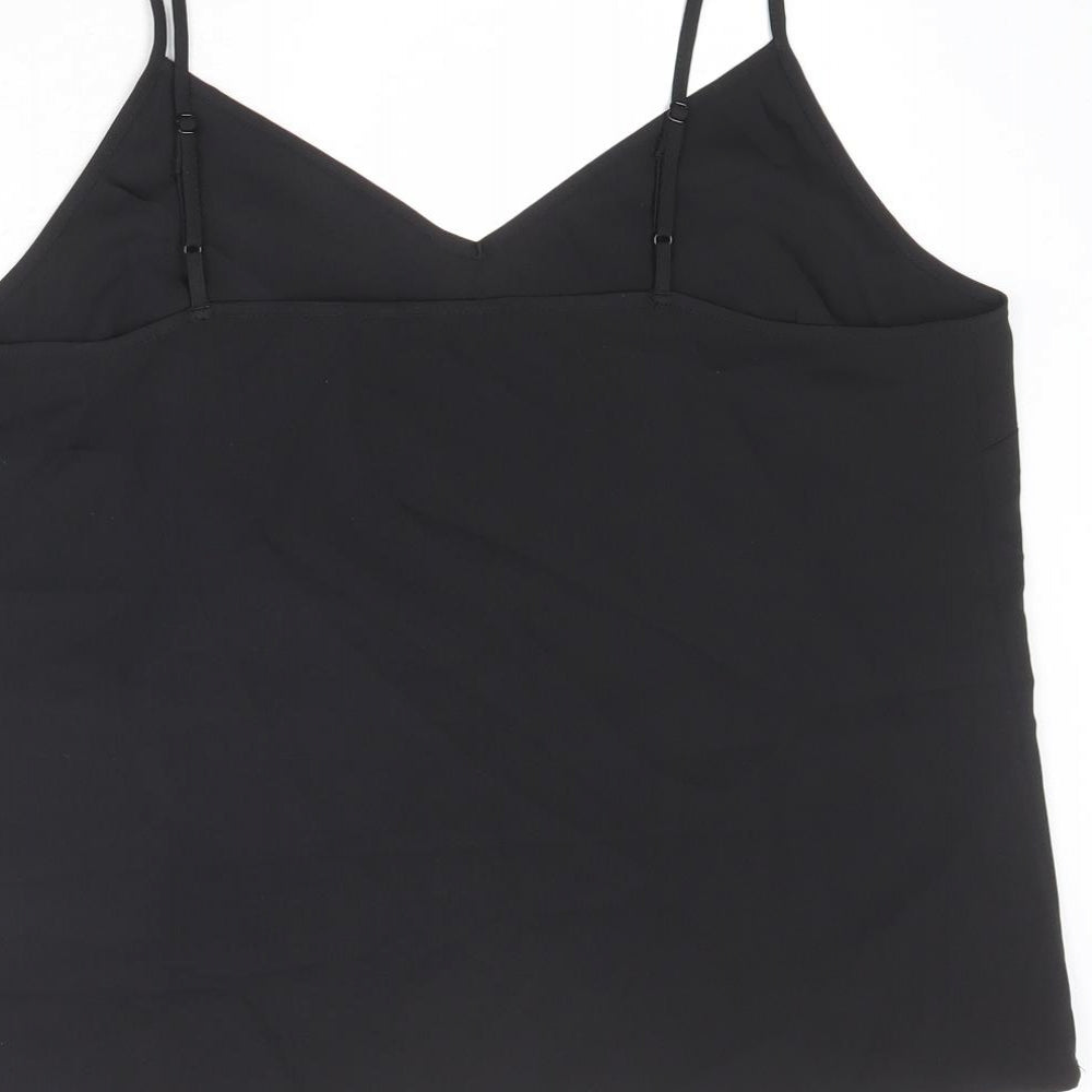 Marks and Spencer Womens Black Polyester Basic Tank Size 10 V-Neck