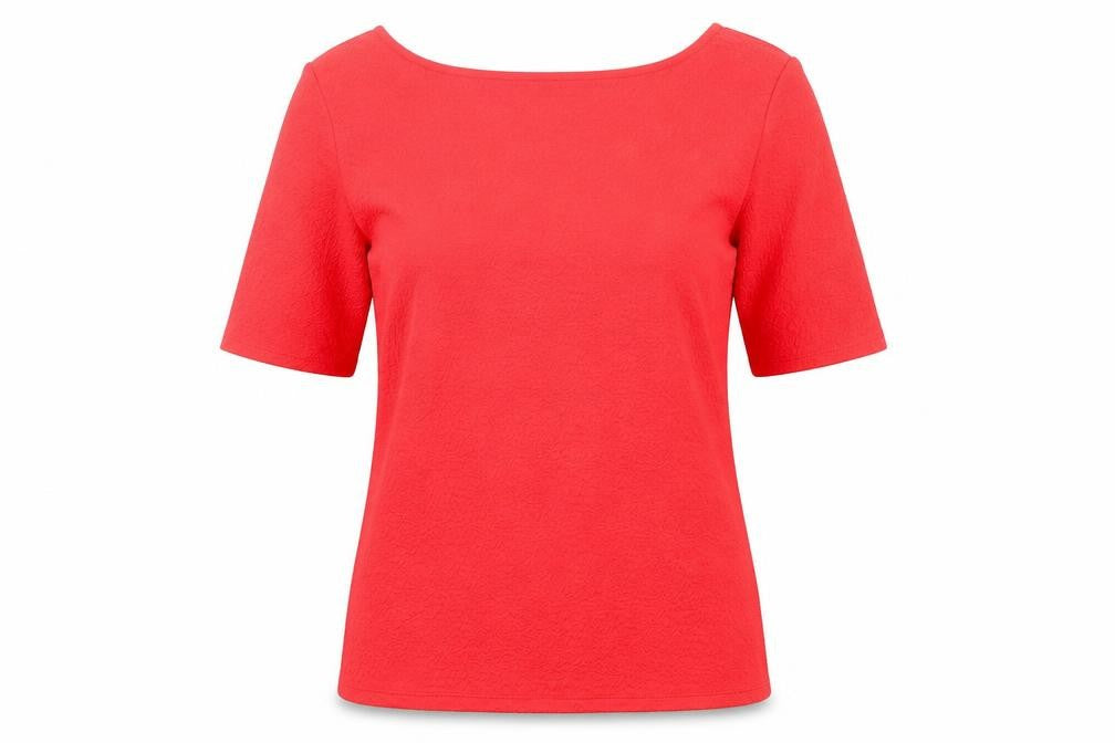 Marks and Spencer Womens Red Polyester Basic T-Shirt Size 12 Square Neck